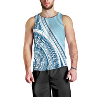 Bula Fiji Vintage Tapa Men Tank Top Kaivity Masi Wave Motifs - Turquoise