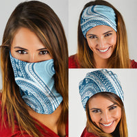 Bula Fiji Vintage Tapa Neck Gaiter Kaivity Masi Wave Motifs - Turquoise