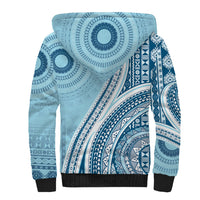 Bula Fiji Vintage Tapa Sherpa Hoodie Kaivity Masi Wave Motifs - Turquoise LT7 - Polynesian Pride