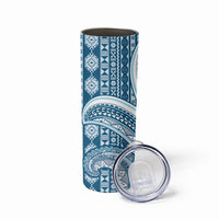 Bula Fiji Vintage Tapa Skinny Tumbler Kaivity Masi Wave Motifs - Turquoise LT7 - Polynesian Pride