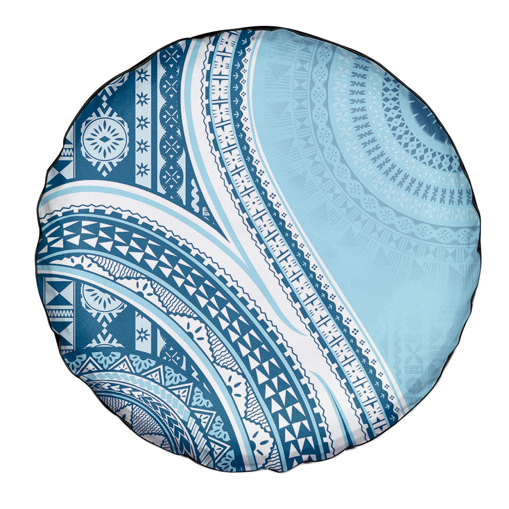 Bula Fiji Vintage Tapa Spare Tire Cover Kaivity Masi Wave Motifs - Turquoise