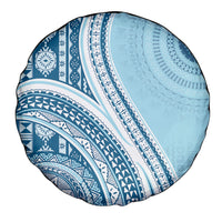 Bula Fiji Vintage Tapa Spare Tire Cover Kaivity Masi Wave Motifs - Turquoise
