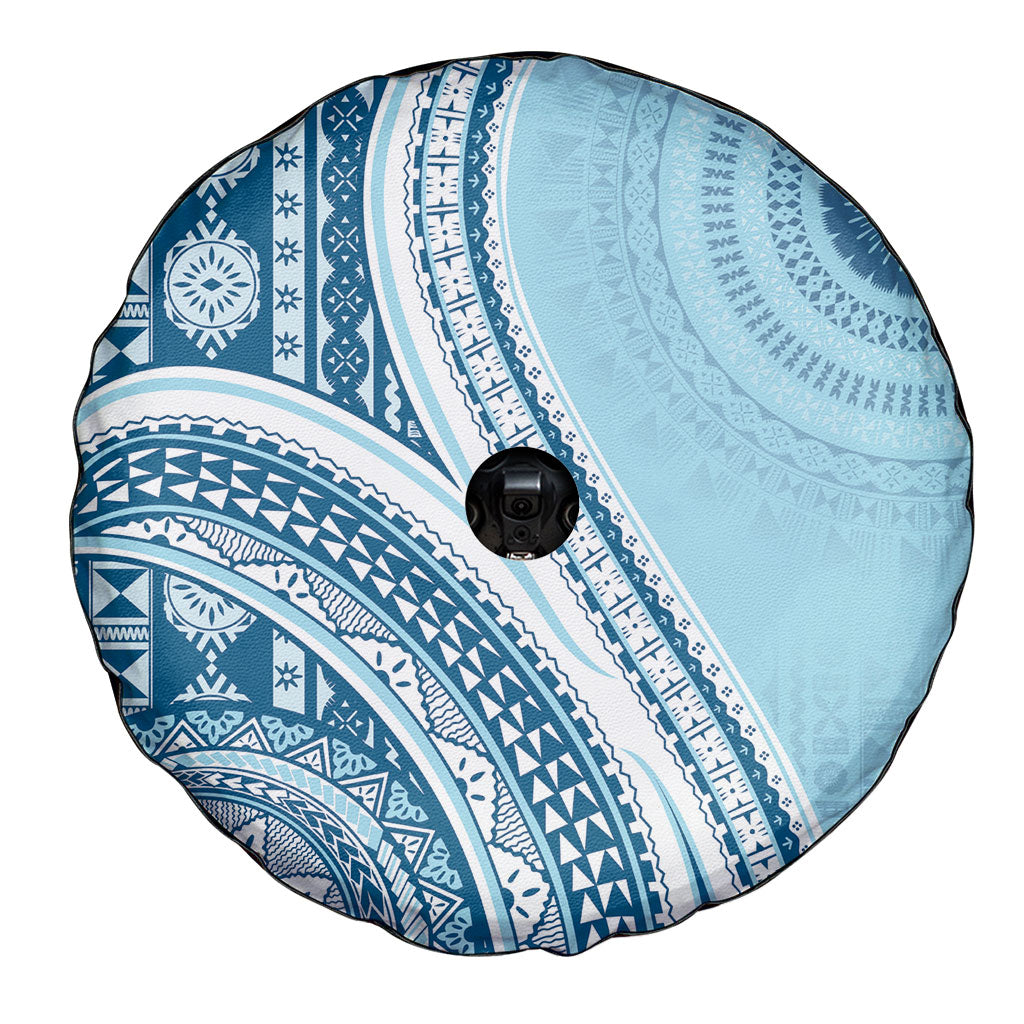 Bula Fiji Vintage Tapa Spare Tire Cover Kaivity Masi Wave Motifs - Turquoise
