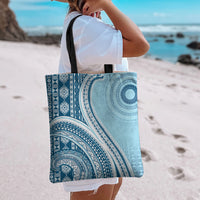 Bula Fiji Vintage Tapa Tote Bag Kaivity Masi Wave Motifs - Turquoise
