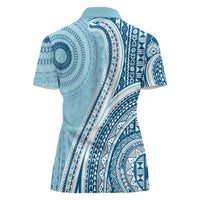 Bula Fiji Vintage Tapa Women Polo Shirt Kaivity Masi Wave Motifs - Turquoise LT7 - Polynesian Pride