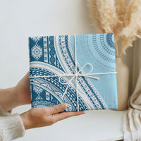 Bula Fiji Vintage Tapa Wrapping Paper Kaivity Masi Wave Motifs - Turquoise