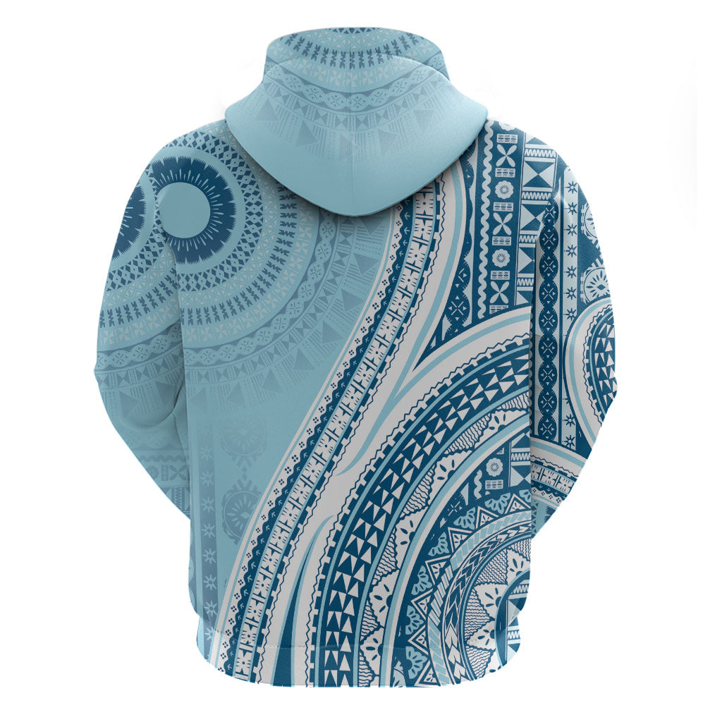 Bula Fiji Vintage Tapa Zip Hoodie Kaivity Masi Wave Motifs - Turquoise