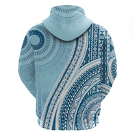 Bula Fiji Vintage Tapa Zip Hoodie Kaivity Masi Wave Motifs - Turquoise