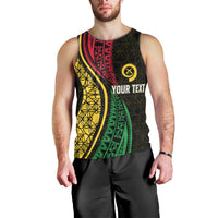 Personalised Vanuatu Men Tank Top Melanesian Sand Drawing Mixed - Ni Van and Proud LT7 - Polynesian Pride