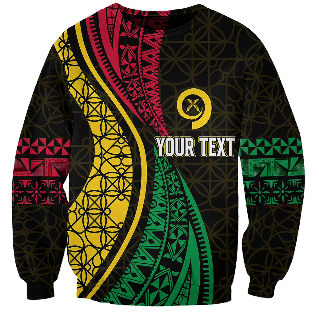 Personalised Vanuatu Sweatshirt Melanesian Sand Drawing Mixed - Ni Van and Proud LT7 Unisex Black - Polynesian Pride