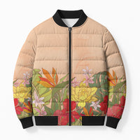 Mahalo Hawaii - Ka Pule a ka Haku Bomber Puffer Jacket Tropical Flowers LT7 Unisex Coral Pink - Polynesian Pride