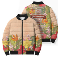 Mahalo Hawaii - Ka Pule a ka Haku Bomber Puffer Jacket Tropical Flowers LT7 - Polynesian Pride