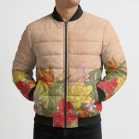 Mahalo Hawaii - Ka Pule a ka Haku Bomber Puffer Jacket Tropical Flowers LT7 - Polynesian Pride