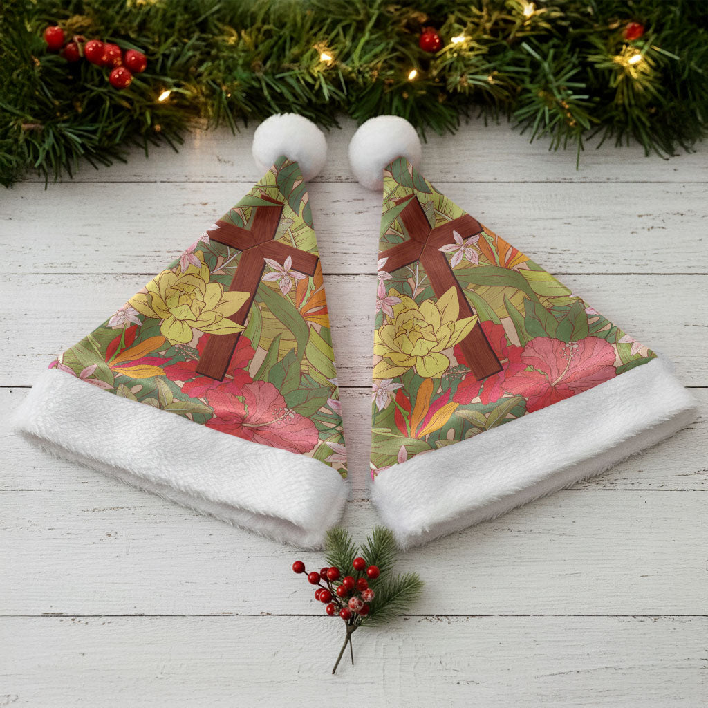 Mahalo Hawaii - Ka Pule a ka Haku Christmas Santa Hat Tropical Flowers LT7 - Polynesian Pride