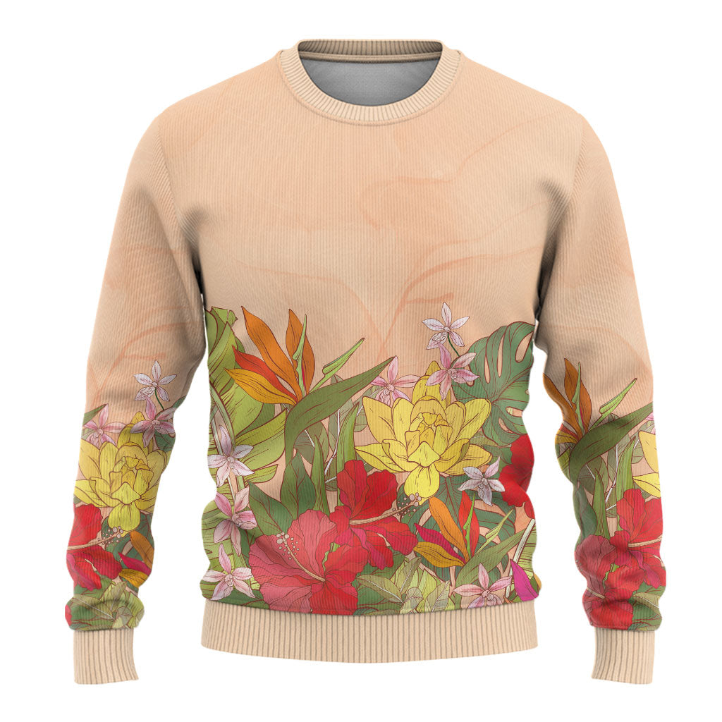 Mahalo Hawaii - Ka Pule a ka Haku Ugly Christmas Sweater Tropical Flowers LT7 - Polynesian Pride