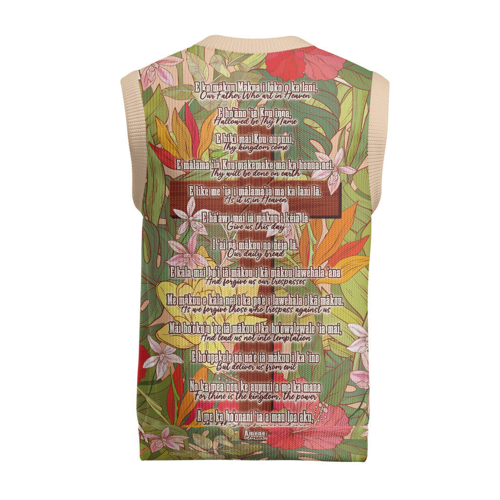 Mahalo Hawaii - Ka Pule a ka Haku Christmas Knitted V-Neck Vest Tropical Flowers LT7 - Polynesian Pride