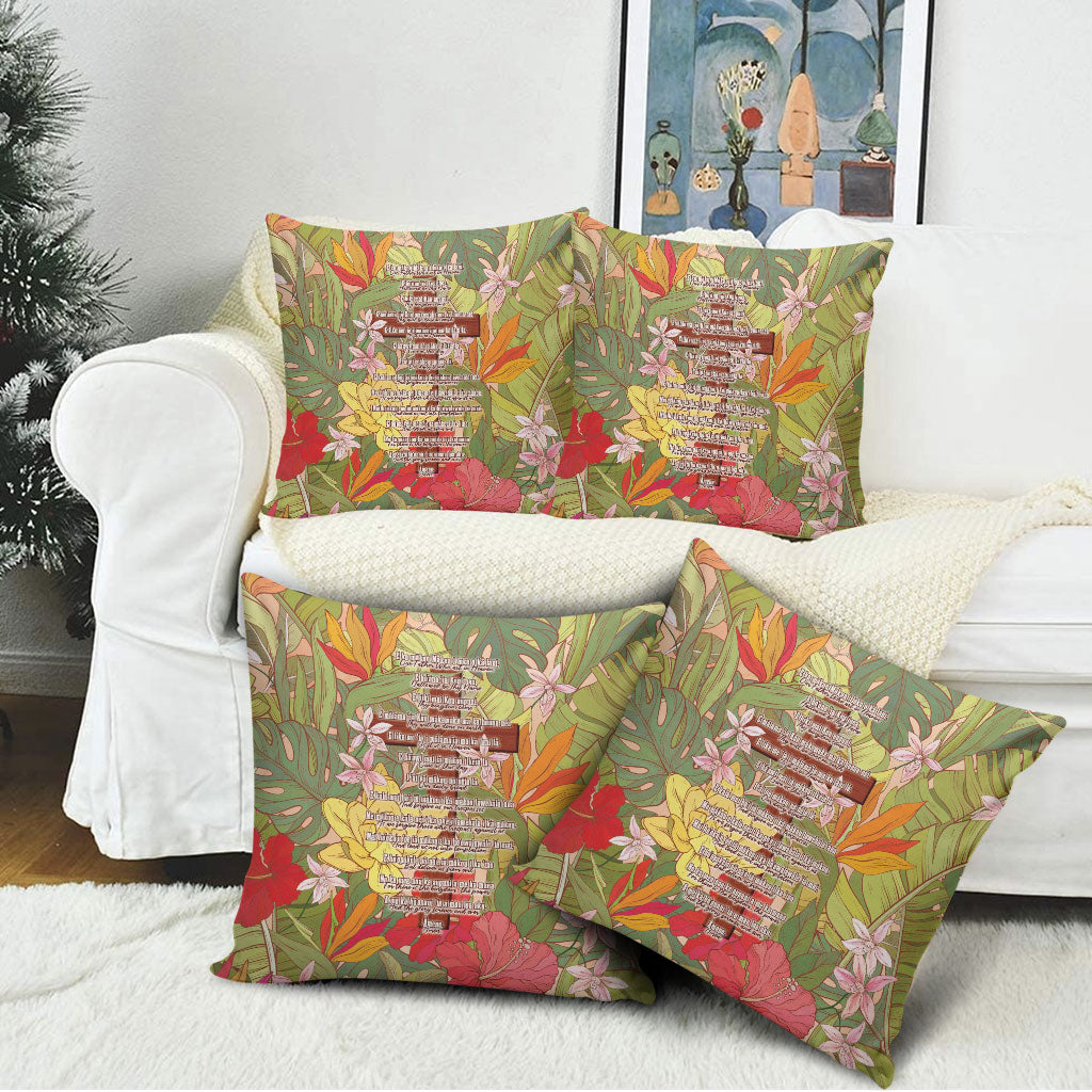 Mahalo Hawaii - Ka Pule a ka Haku Pillow Cover Tropical Flowers LT7 - Polynesian Pride