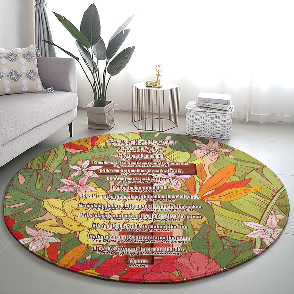 Mahalo Hawaii - Ka Pule a ka Haku Round Carpet Tropical Flowers LT7 - Polynesian Pride