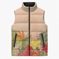 Mahalo Hawaii - Ka Pule a ka Haku Sleeveless Puffer Jacket Tropical Flowers LT7 Unisex Coral Pink - Polynesian Pride
