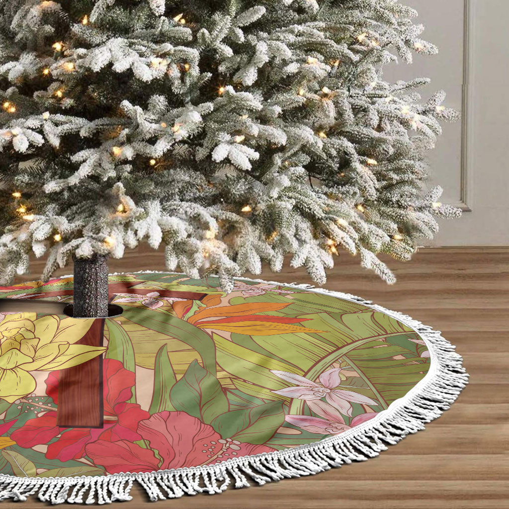 Mahalo Hawaii - Ka Pule a ka Haku Tree Skirt Tropical Flowers LT7 - Polynesian Pride