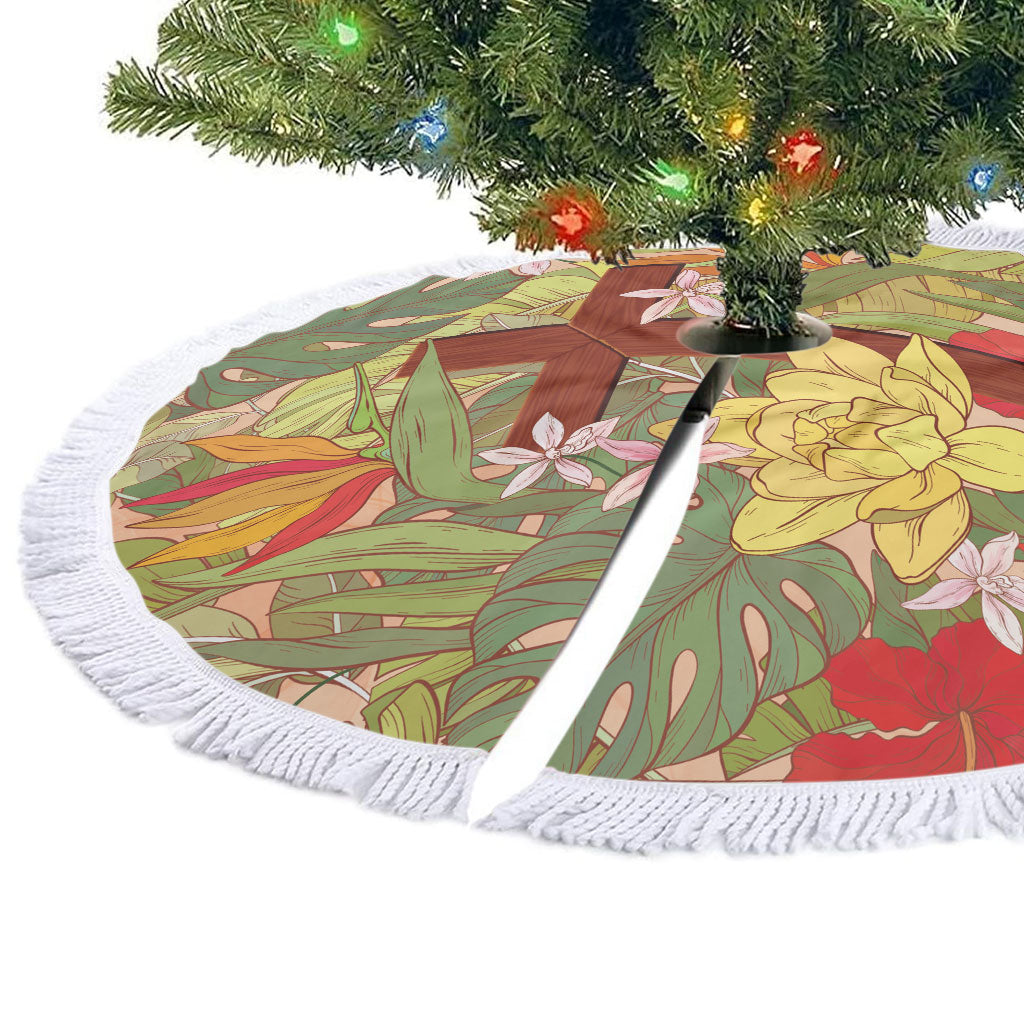 Mahalo Hawaii - Ka Pule a ka Haku Tree Skirt Tropical Flowers LT7 - Polynesian Pride