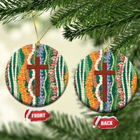Mahalo Hawaii - Ka Pule a ka Haku Ceramic Ornament Mixed Lei LT7 Circle Sage Green - Polynesian Pride