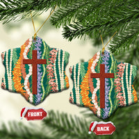 Mahalo Hawaii - Ka Pule a ka Haku Ceramic Ornament Mixed Lei LT7 Snow Flake Sage Green - Polynesian Pride