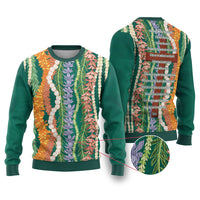 Mahalo Hawaii - Ka Pule a ka Haku Ugly Christmas Sweater Mixed Lei LT7 Sage Green - Polynesian Pride