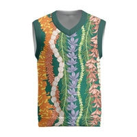 Mahalo Hawaii - Ka Pule a ka Haku Christmas Knitted V-Neck Vest Mixed Lei LT7 Sage Green - Polynesian Pride