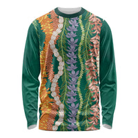 Mahalo Hawaii - Ka Pule a ka Haku Long Sleeve Shirt Mixed Lei LT7 Unisex Sage Green - Polynesian Pride