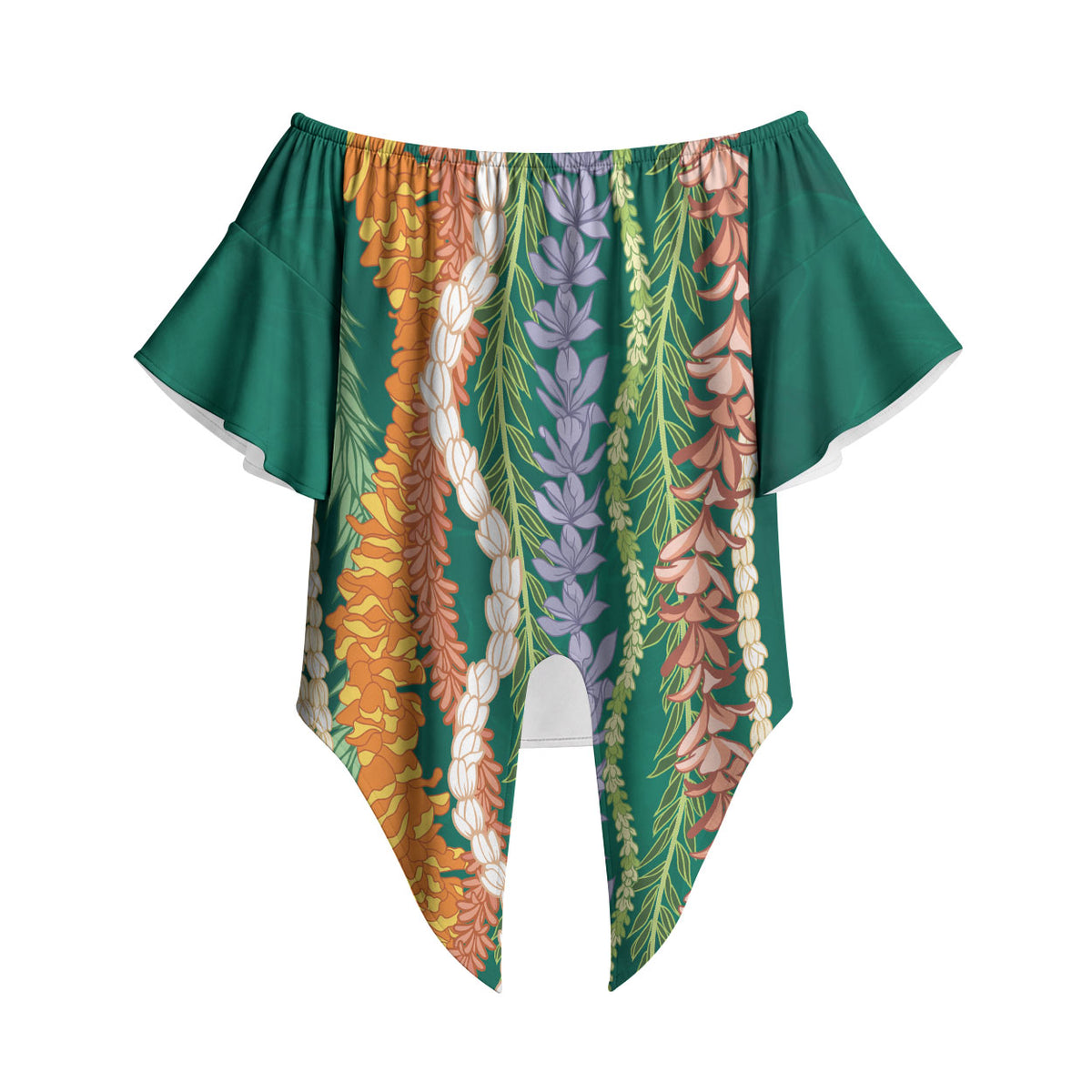 Mahalo Hawaii - Ka Pule a ka Haku Off Shoulder Wrap Waist Top Mixed Lei LT7 - Polynesian Pride