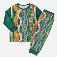 Mahalo Hawaii - Ka Pule a ka Haku Christmas Pajama Set Mixed Lei LT7 Men Sage Green - Polynesian Pride