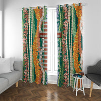 Mahalo Hawaii - Ka Pule a ka Haku Window Curtain Mixed Lei LT7 With Grommets Sage Green - Polynesian Pride