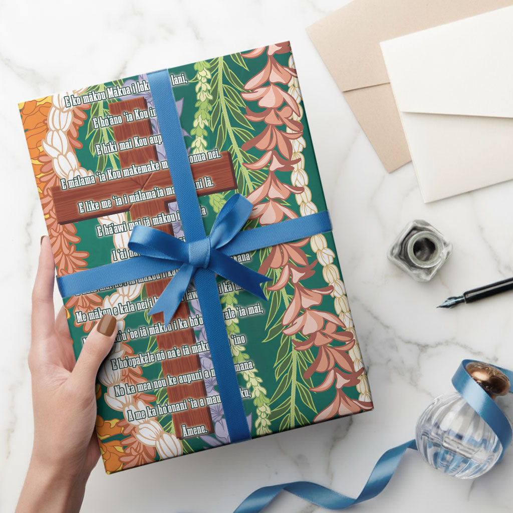 Mahalo Hawaii - The Lord's Prayers Wrapping Paper Mixed Lei LT7 - Polynesian Pride
