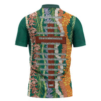 Mahalo Hawaii - Ka Pule a ka Haku Zipper Polo Shirt Mixed Lei LT7 - Polynesian Pride