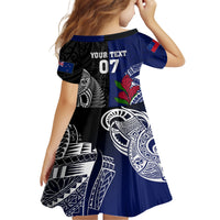 Personalised New Zealand Vs Samoa Rugby Family Matching Off Shoulder Long Sleeve Dress and Hawaiian Shirt Go Champions LT7 - Polynesian Pride