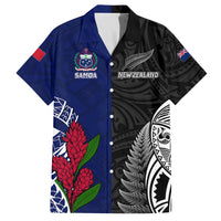 Personalised New Zealand Vs Samoa Rugby Family Matching Summer Maxi Dress and Hawaiian Shirt Go Champions LT7 Dad's Shirt - Short Sleeve Black Blue - Polynesian Pride