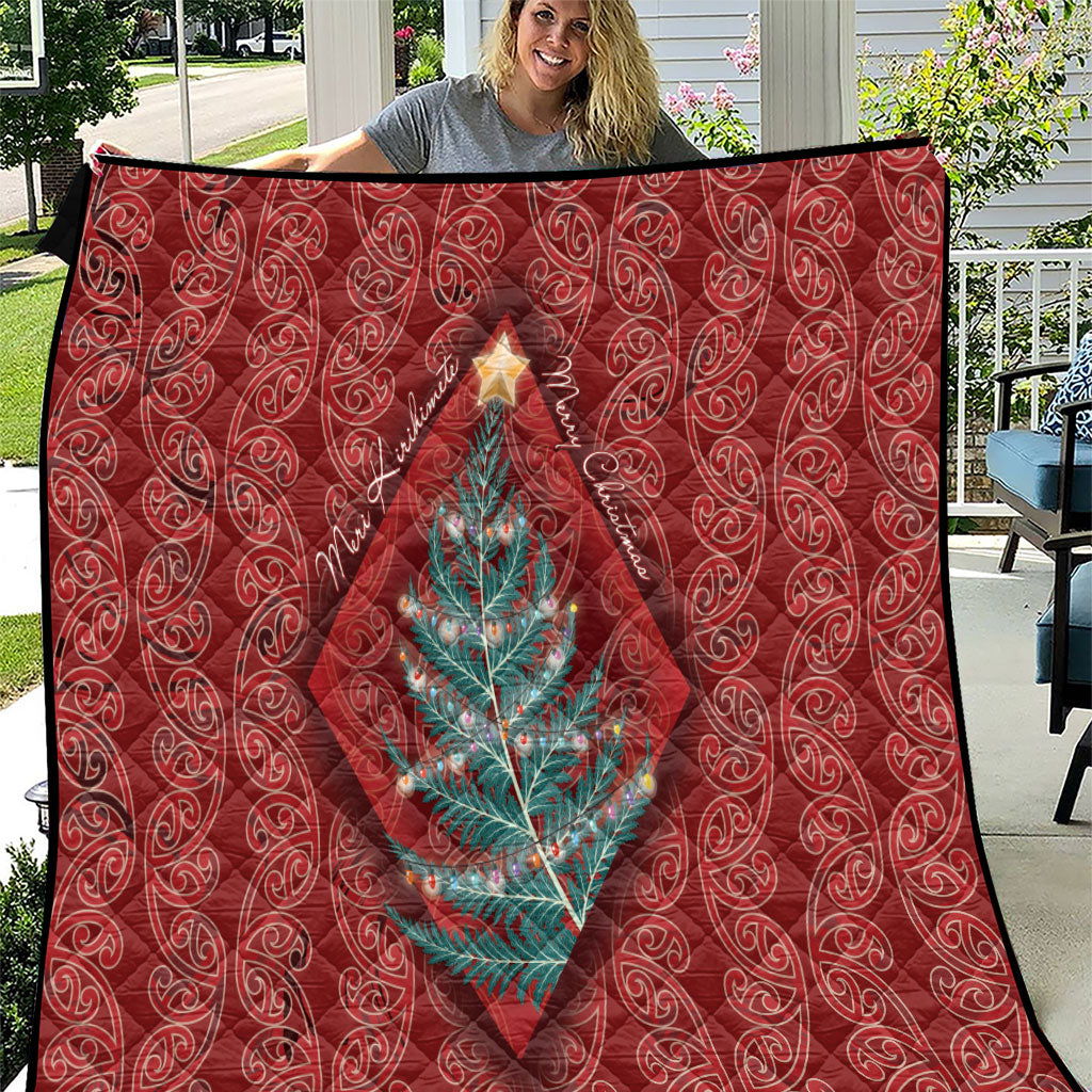 Aotearoa Maori Mangopare Meri Kirihimete Quilt Christmas Fern LT7 Red - Polynesian Pride