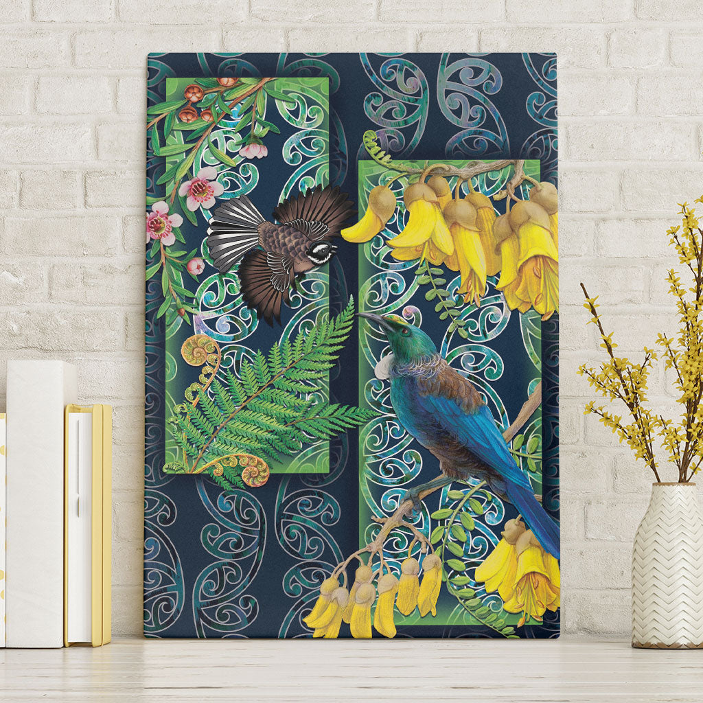 Aotearoa Maori Mangopare Christmas Canvas Wall Art Pikawakawa and Tui