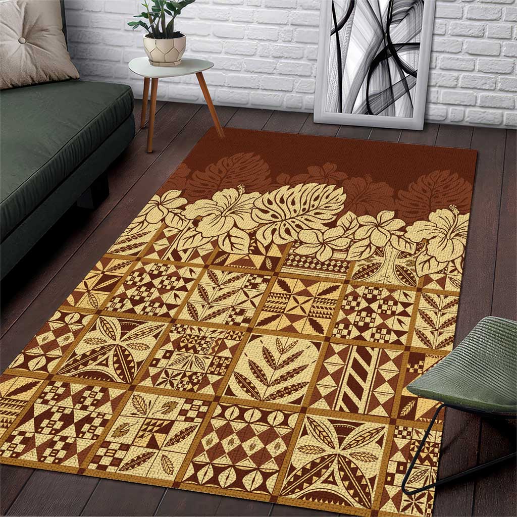 Niue Hiapo Motif Area Rug Tapa Classic LT7 Beige - Polynesian Pride