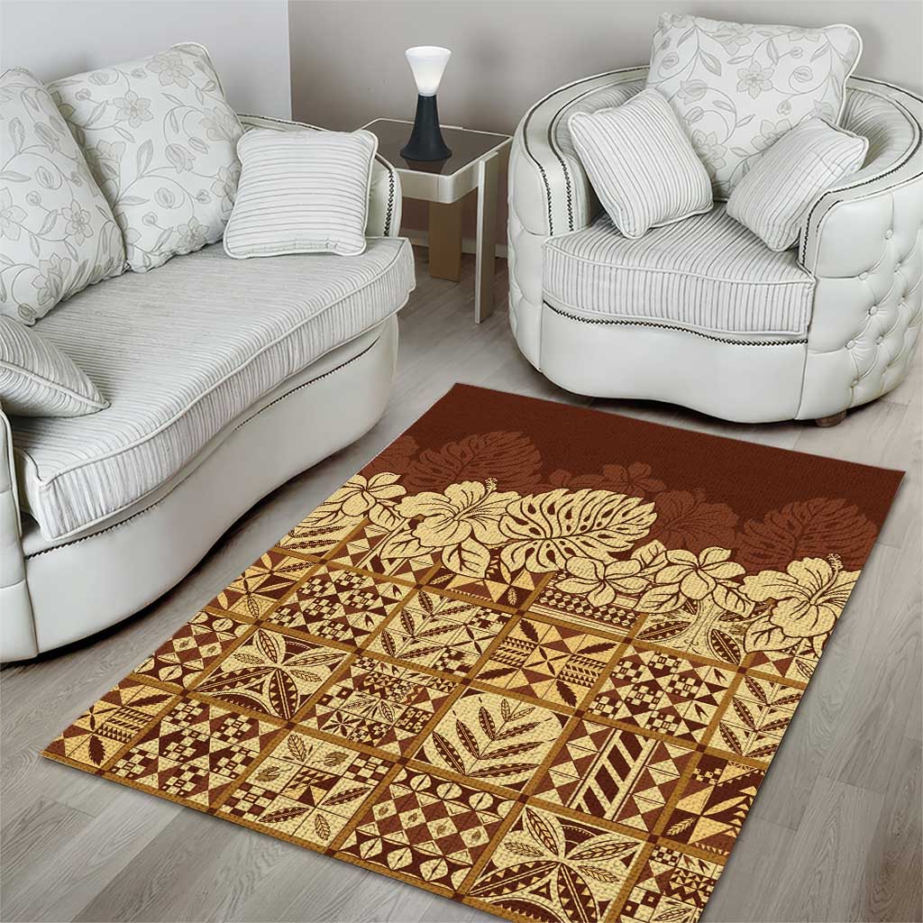 Niue Hiapo Motif Area Rug Tapa Classic LT7 - Polynesian Pride