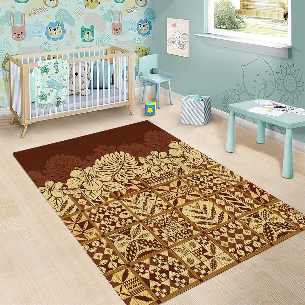 Niue Hiapo Motif Area Rug Tapa Classic LT7 - Polynesian Pride