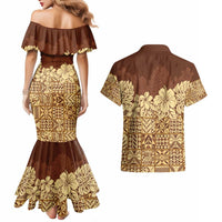 Niue Hiapo Motif Couples Matching Mermaid Dress and Hawaiian Shirt Tapa Classic LT7 - Polynesian Pride