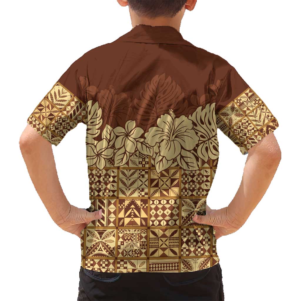 Niue Hiapo Motif Family Matching Long Sleeve Bodycon Dress and Hawaiian Shirt Tapa Classic LT7 - Polynesian Pride