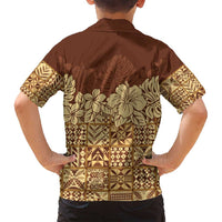 Niue Hiapo Motif Family Matching Off Shoulder Short Dress and Hawaiian Shirt Tapa Classic LT7 - Polynesian Pride