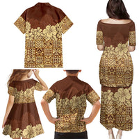 Niue Hiapo Motif Family Matching Puletasi and Hawaiian Shirt Tapa Classic LT7 - Polynesian Pride