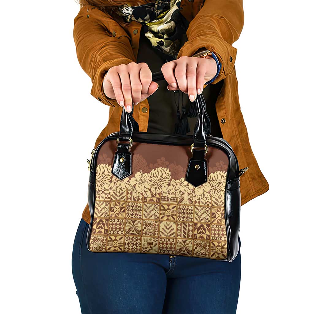 Niue Hiapo Motif Shoulder Handbag Tapa Classic LT7 One Size Beige - Polynesian Pride