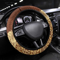 Niue Hiapo Motif Steering Wheel Cover Tapa Classic LT7 Universal Fit Beige - Polynesian Pride