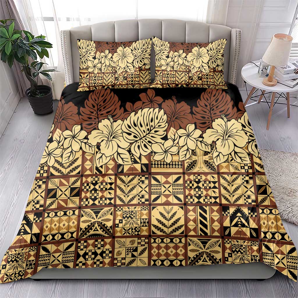 Niue Hiapo Motif Bedding Set Tapa Classic - Black Ver LT7 - Polynesian Pride
