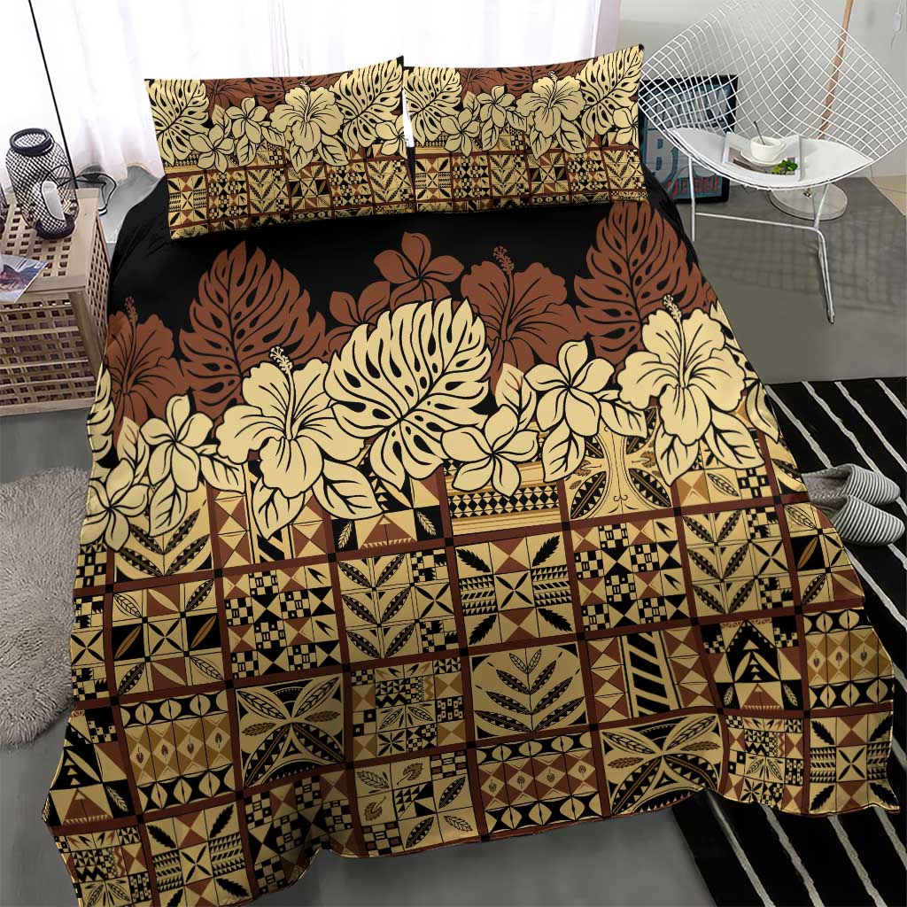 Niue Hiapo Motif Bedding Set Tapa Classic - Black Ver LT7 - Polynesian Pride